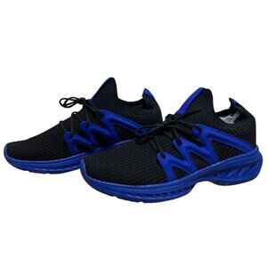 New Pujcs Mens Size 10 Blue Black Mesh Lace Up Slip On Walking Athletic Shoes